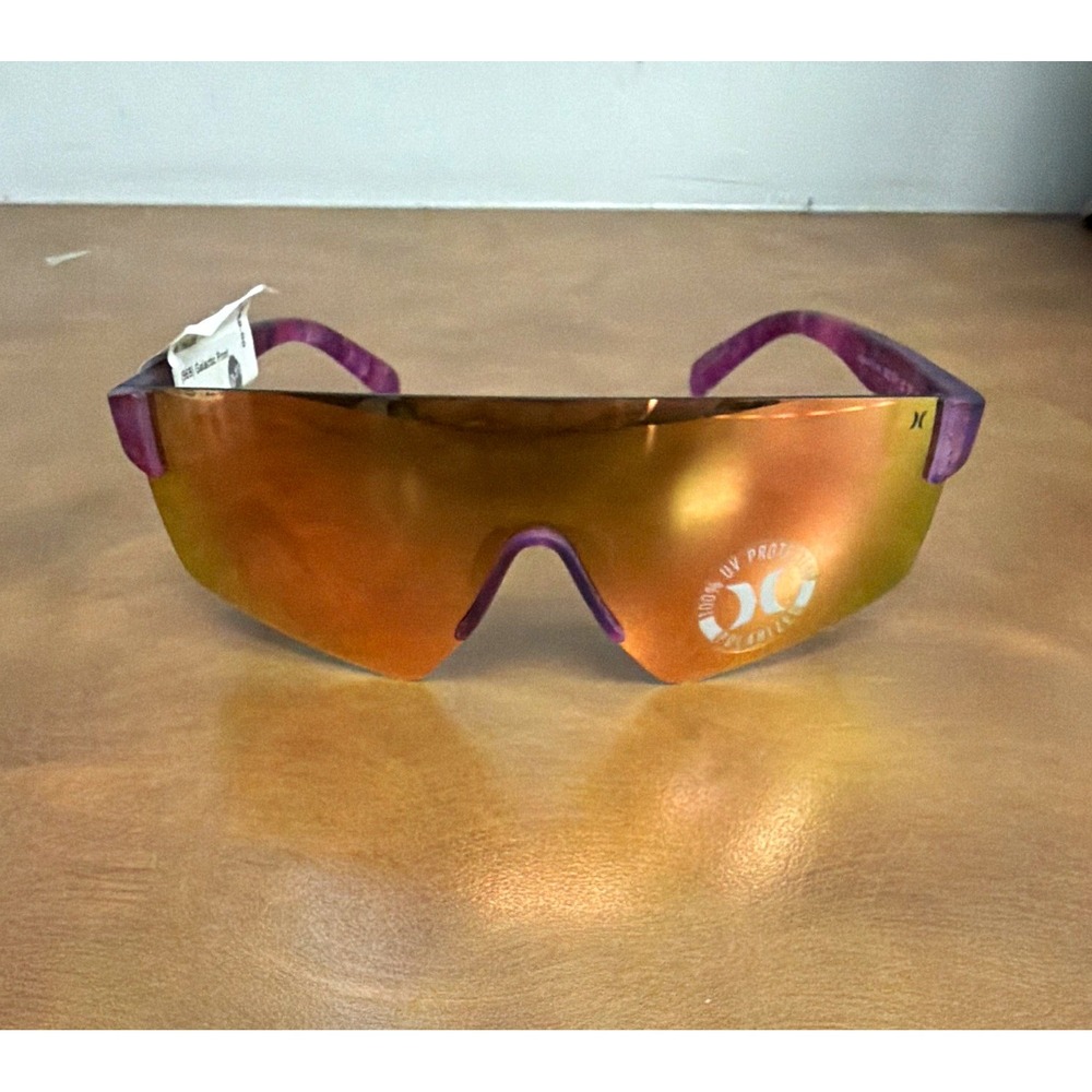 Hurley Big Sur Shield Cycling Sunglasses Mirrored Gold Lens Purple HSL3002PS